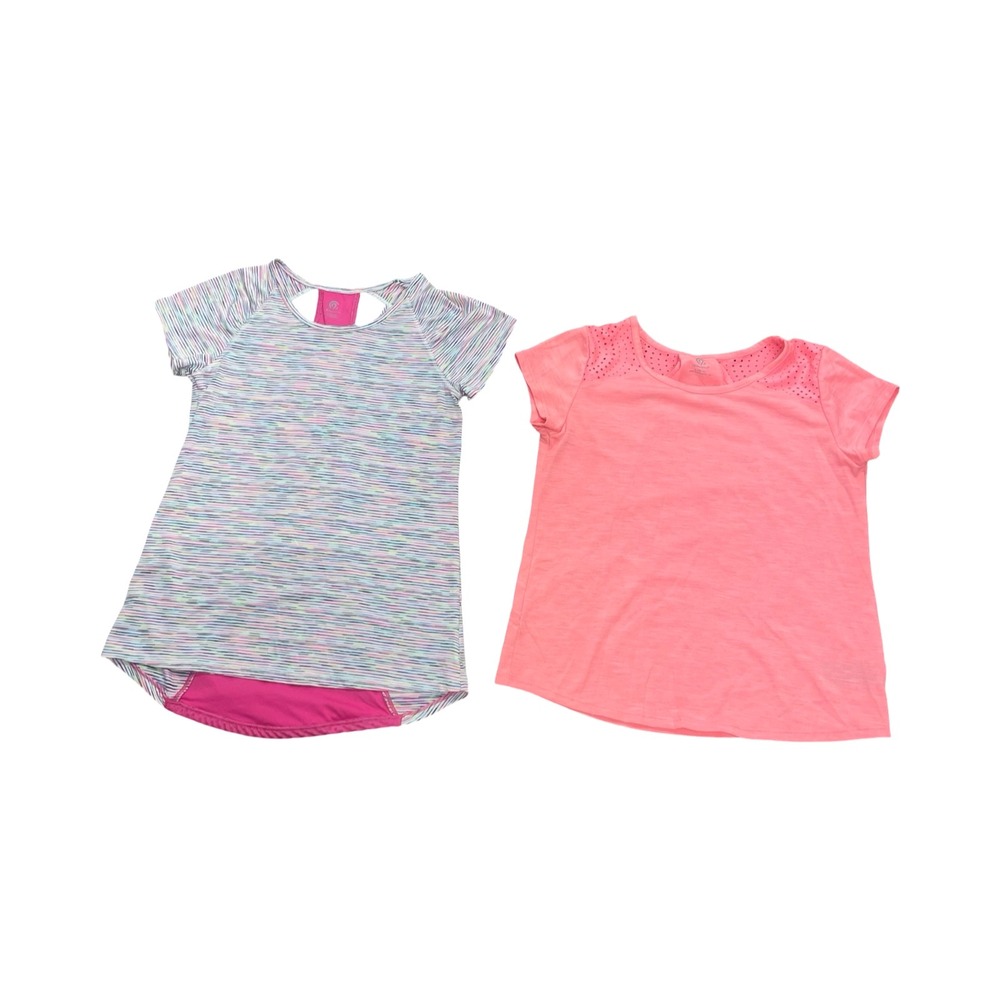 Champion Duo Dry Girls Activewear Shirts Lot 2 Pink Coral Space Dye Sz L 10-12